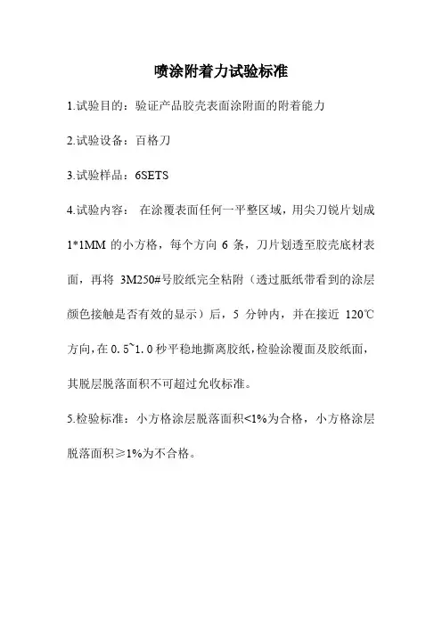 喷涂附着力试验标准