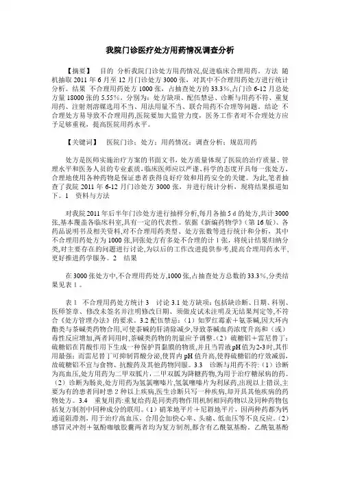 我院门诊医疗处方用药情况调查分析