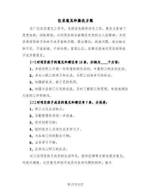 征求意见和整改方案（3篇）
