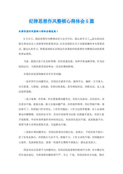 纪律思想作风整顿心得体会5篇