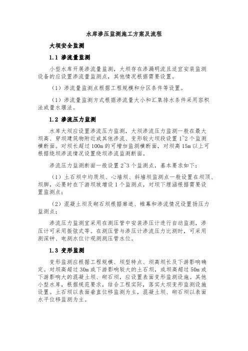 水库渗压监测施工方案及流程