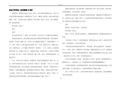 给远方哥哥的一封信集锦【5篇】