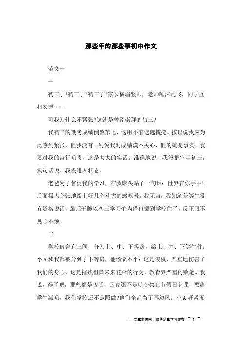 那些年的那些事初中作文