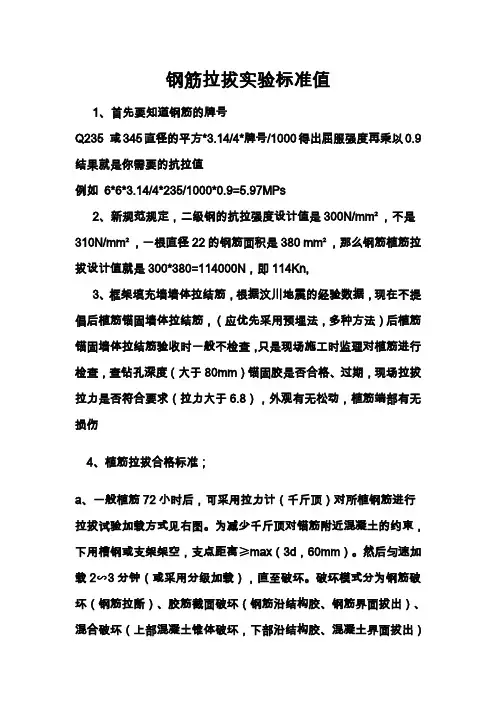 钢筋拉拔实验标准值