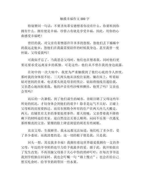 中小学优选作文触摸幸福作文800字