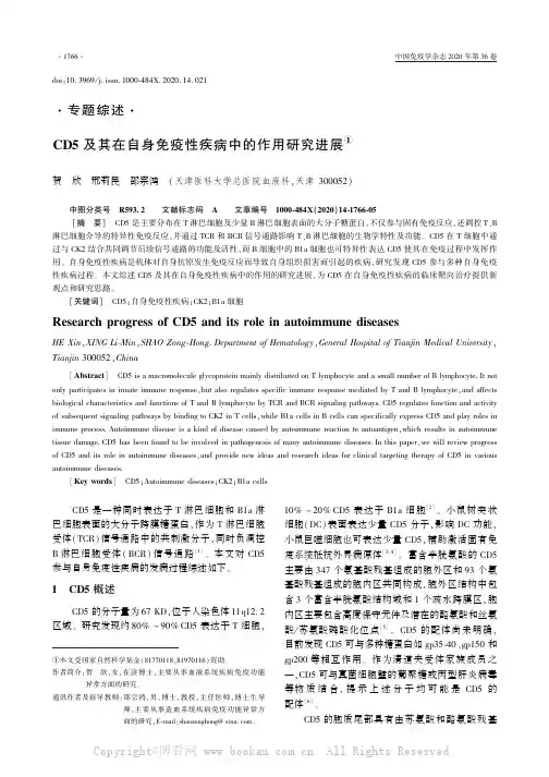 CD5 及其在自身免疫性疾病中的作用研究进展