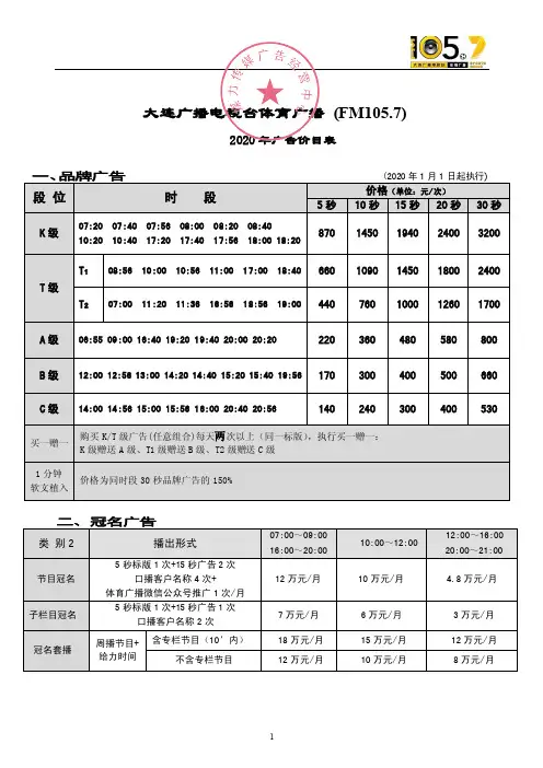 大连广播电台FM105.7体育广播2020年广告费用—媒力·传媒