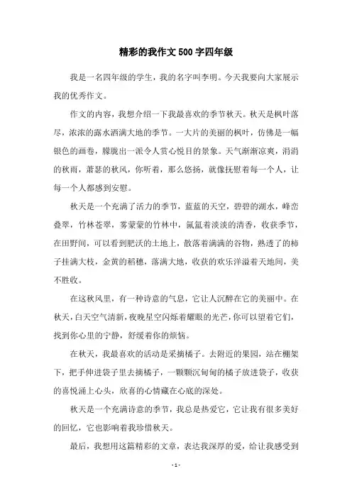精彩的我作文500字四年级