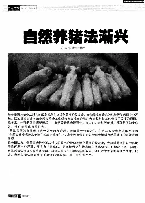 自然养猪法渐兴