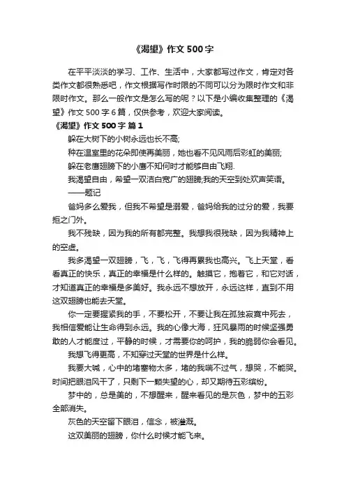关于《渴望》作文500字六篇