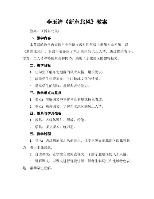 李玉清《新东北风》教案