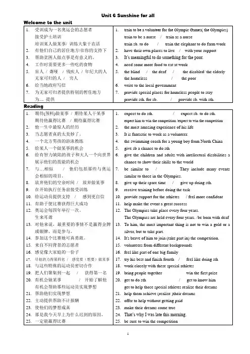 2020-2021学年牛津译林版英语八年级下册unit 6词组