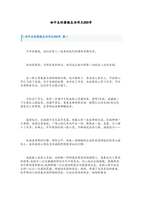初中生的暑假生活作文500字