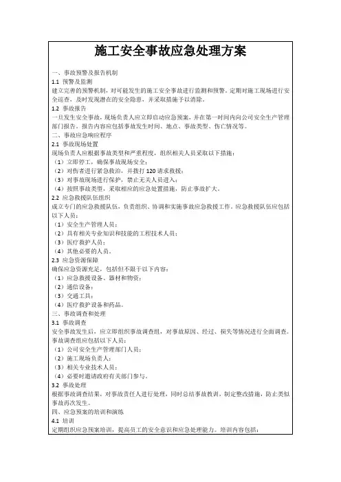 施工安全事故应急处理方案