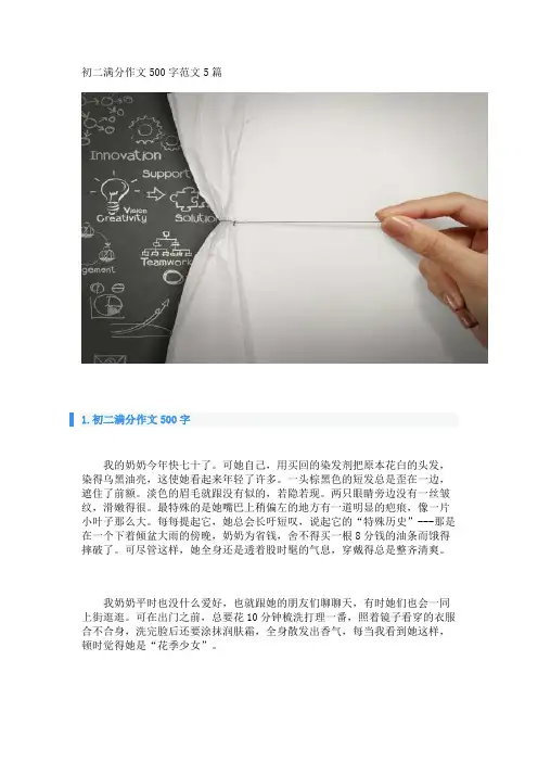 初二满分作文500字范文5篇_转自DOCX