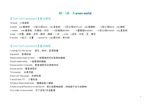 Unit+8++A+green+world+-+task 知识点讲义 牛津译林版八年级英语下册