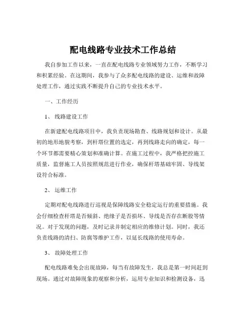 配电线路专业技术工作总结
