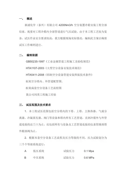 空分工程冷箱试压方案(SP).