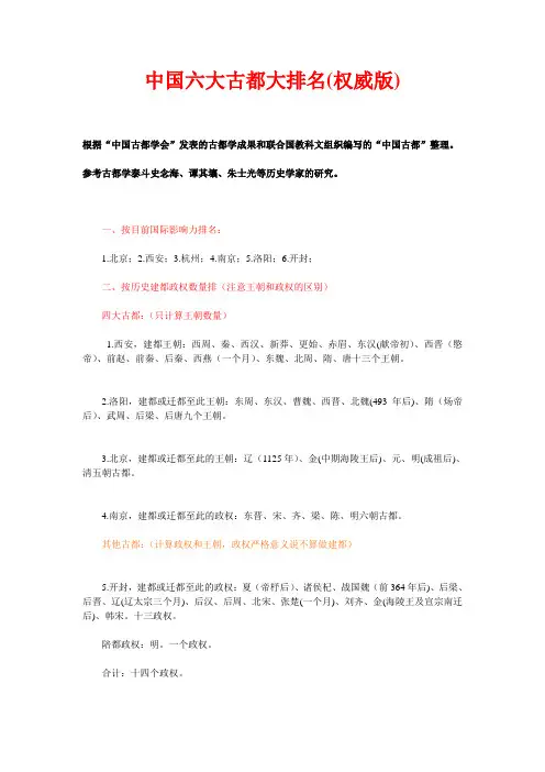 中国六大古都大排名(权威版)[1]
