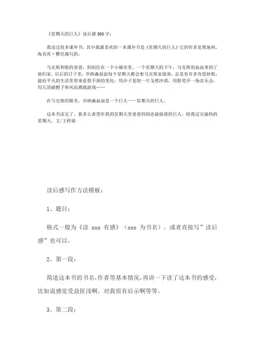 《星期天的巨人》读后感300字