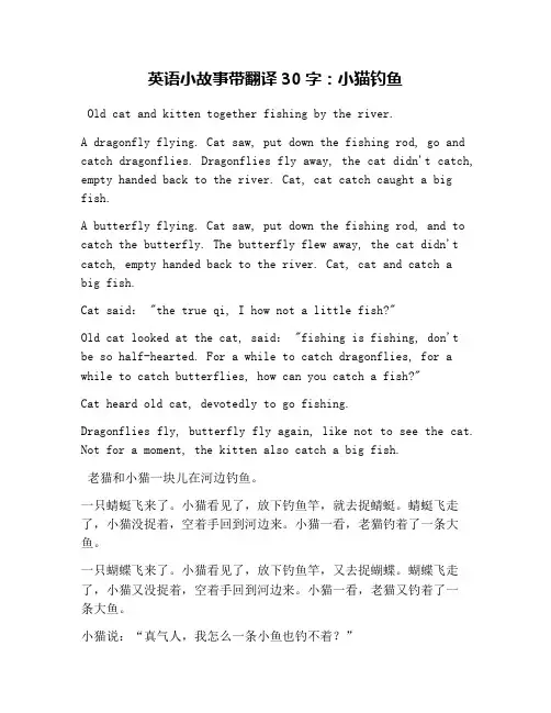 英语小故事带翻译30字：小猫钓鱼