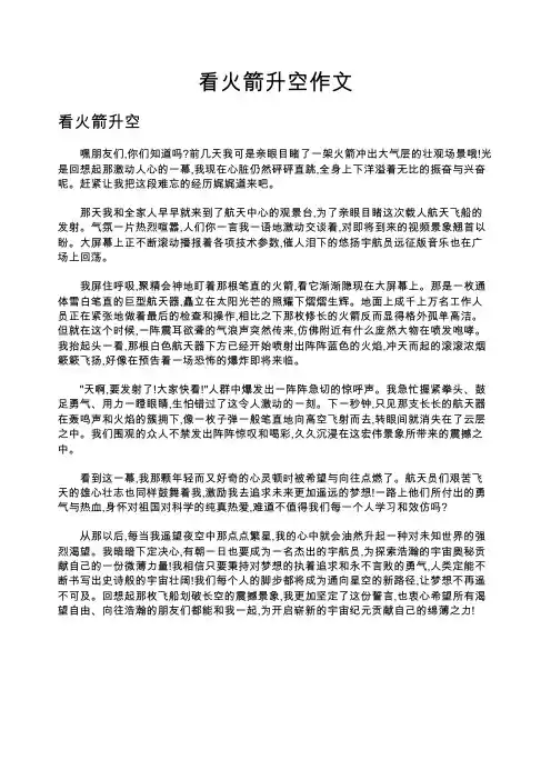 看火箭升空作文