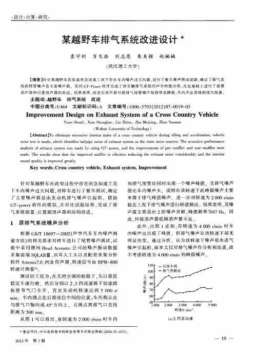某越野车排气系统改进设计