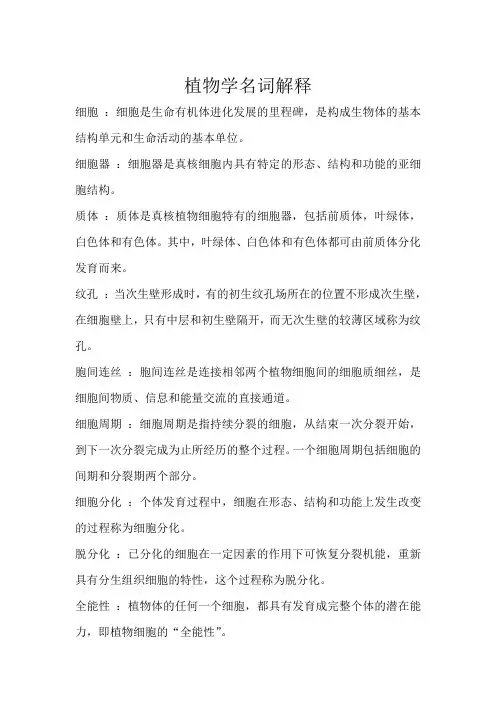 植物学习题集名词解释