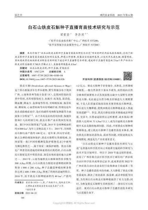 白石山铁皮石斛种子直播育苗技术研究与示范