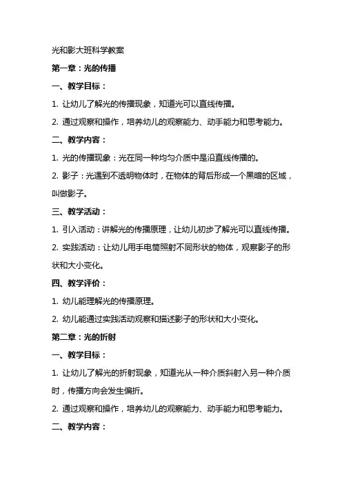 光和影大班科学教案