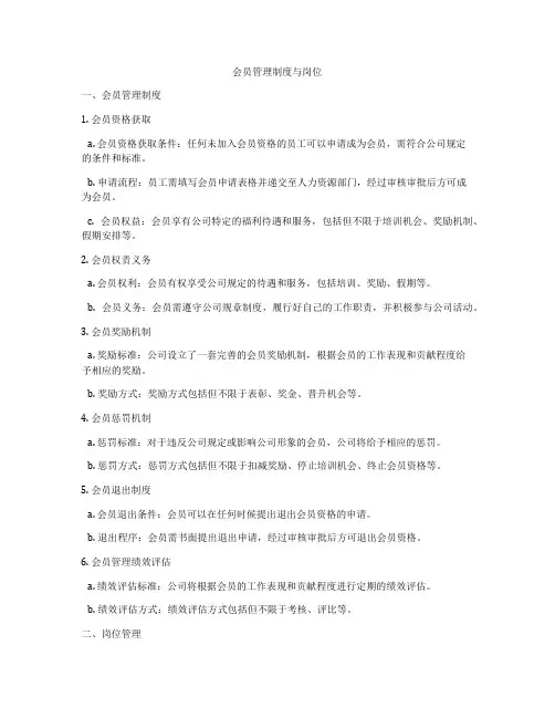 会员管理制度与岗位