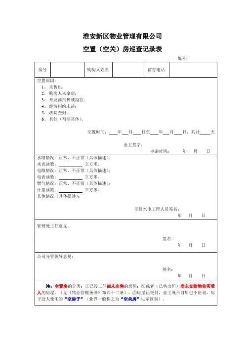 空置房巡查记录表