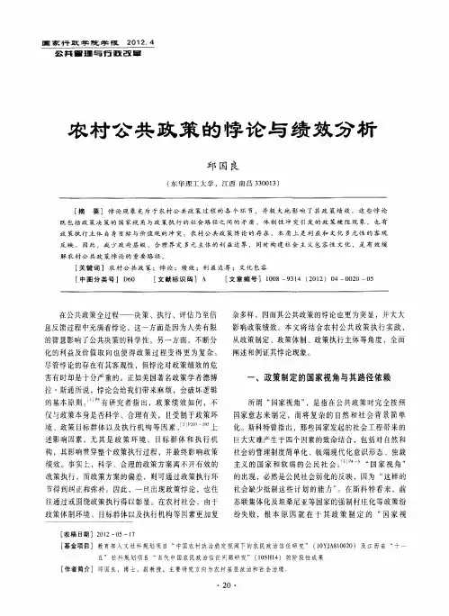 农村公共政策的悖论与绩效分析