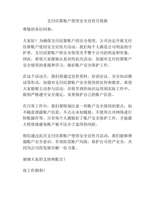 支付结算账户使用安全宣传月简报