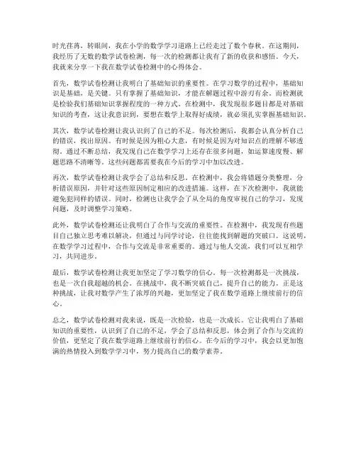 小学数学试卷检测感悟