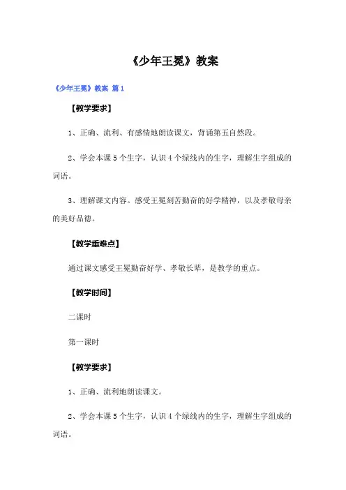 《少年王冕》教案