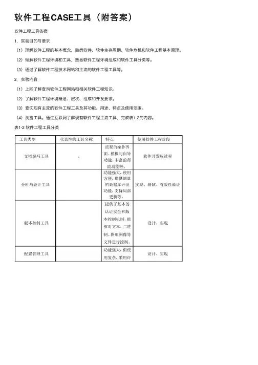 软件工程CASE工具（附答案）
