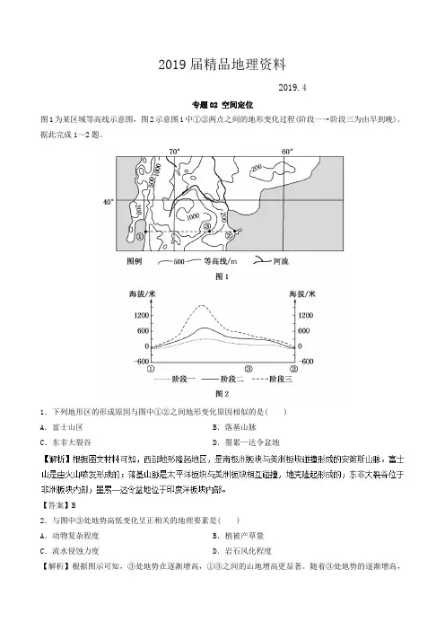 2019届高考地理考纲解读突破：专题02-空间定位(热点难点突破,含答案)