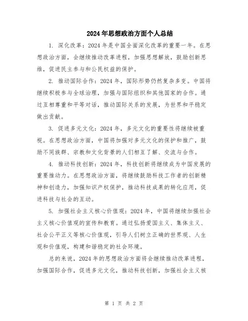 2024年思想政治方面个人总结
