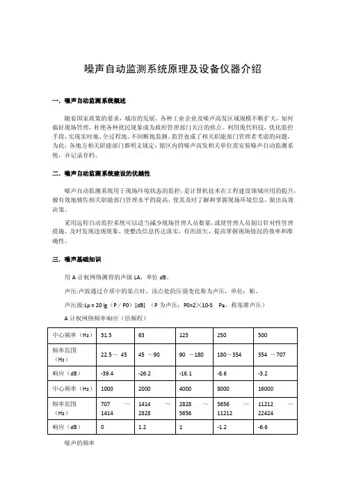 噪声自动监测系统原理及设备仪器介绍