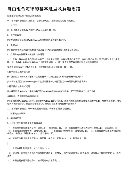 自由组合定律的基本题型及解题思路