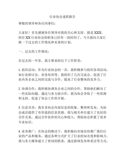 行业协会述职报告