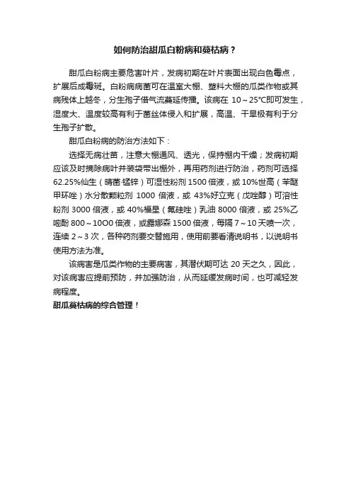 如何防治甜瓜白粉病和蔓枯病？