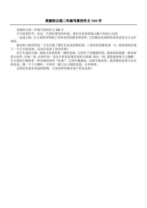 美丽的公园二年级写景的作文200字