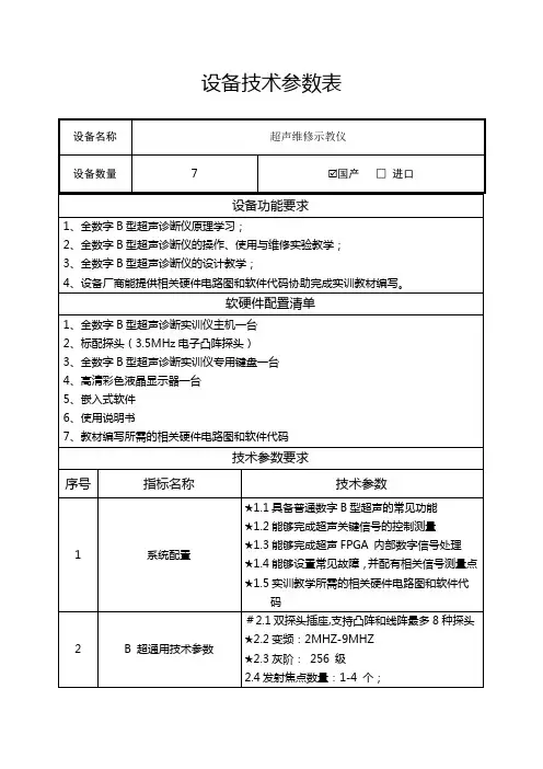 设备技术参数表