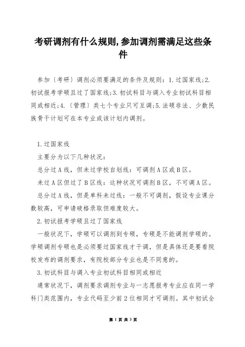 考研调剂有什么规则,参加调剂需满足这些条件