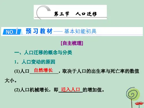 2019_2020学年高中地理第一章人口与环境第三节人口迁移课件湘教版