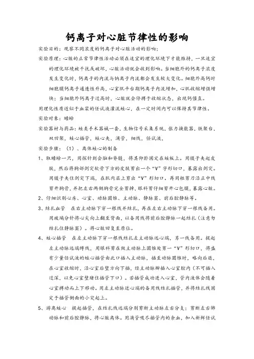 钙离子对心脏节律性的影响