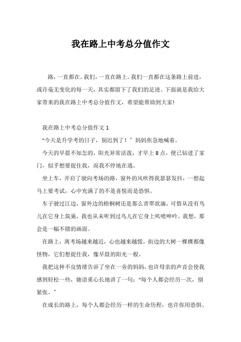 (中考作文)我在路上中考满分作文