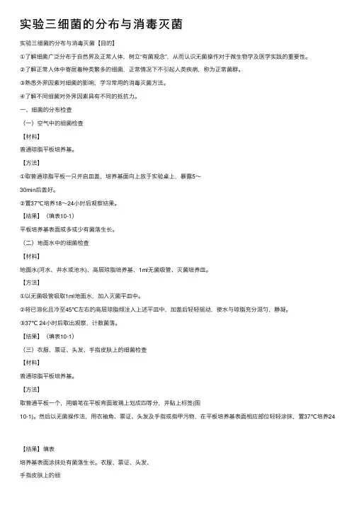 实验三细菌的分布与消毒灭菌